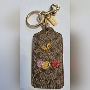 Coach F32676 Triple Cherries Leather Key Ring NEW
